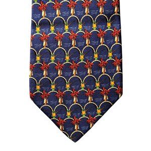 Salvatore Ferragamo Necktie Tie Mens Blue Tropical Silk Made in Italy Designer